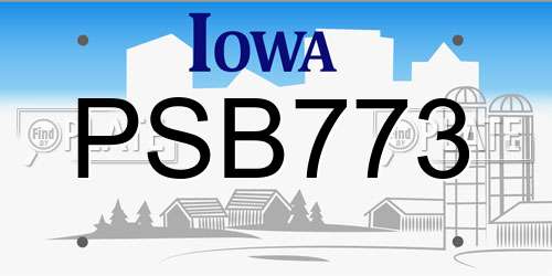 PSB773 Iowa License Plate