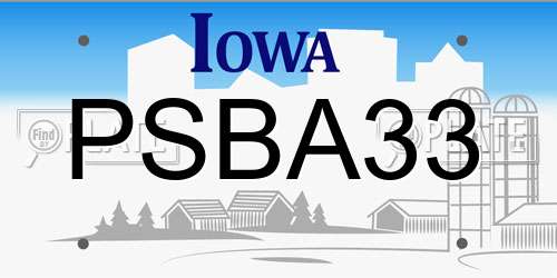 PSBA33 Iowa License Plate