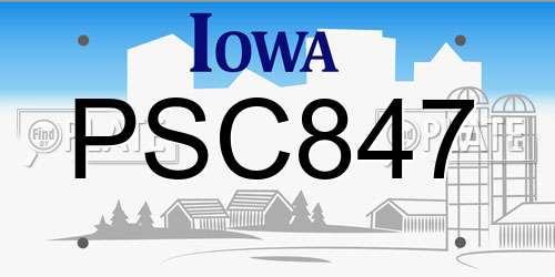 PSC847 Iowa License Plate