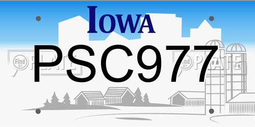 PSC977 Iowa License Plate