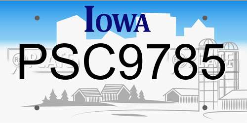 PSC9785 Iowa License Plate
