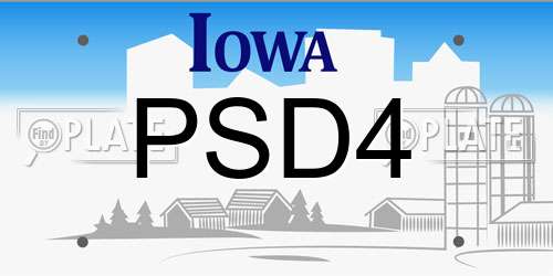 PSD4 Iowa License Plate