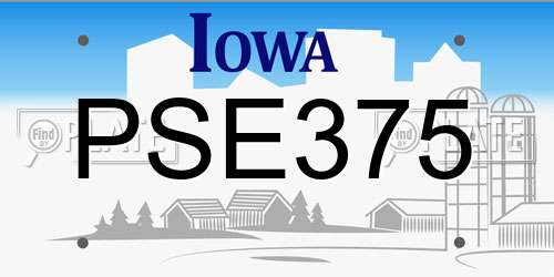 PSE375 Iowa License Plate