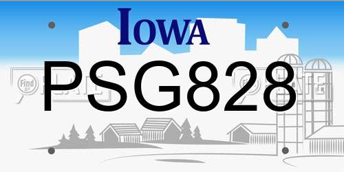 PSG828 Iowa License Plate