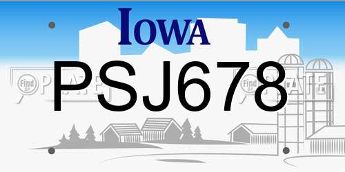 PSJ678 Iowa License Plate