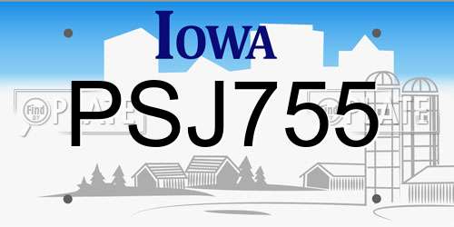 PSJ755 Iowa License Plate