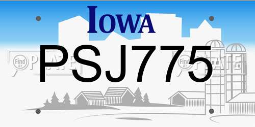 PSJ775 Iowa License Plate