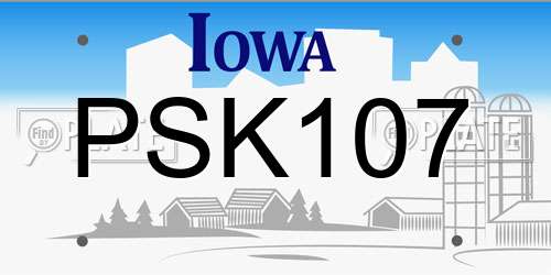 PSK107 Iowa License Plate