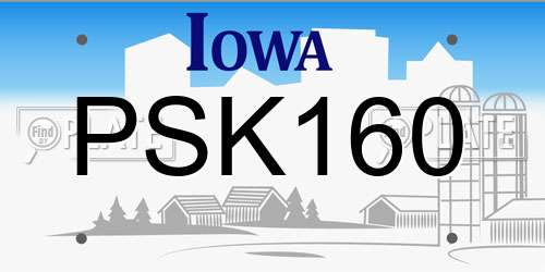 PSK160 Iowa License Plate