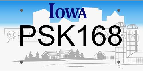 PSK168 Iowa License Plate