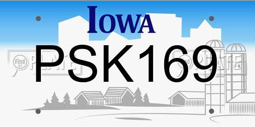 PSK169 Iowa License Plate