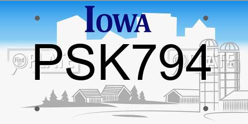 PSK794 Iowa License Plate