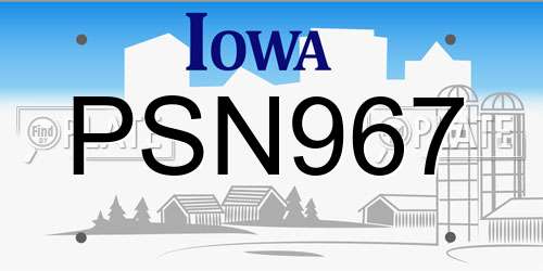 PSN967 Iowa License Plate