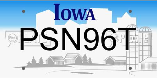 PSN96T Iowa License Plate