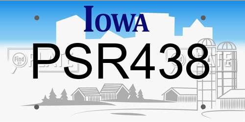 PSR438 Iowa License Plate