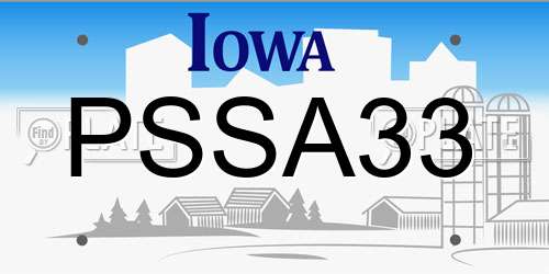 PSSA33 Iowa License Plate