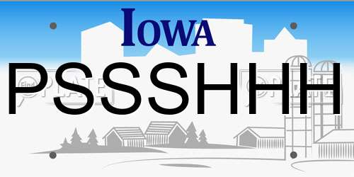 PSSSHHH Iowa License Plate