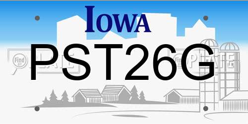 PST26G Iowa License Plate