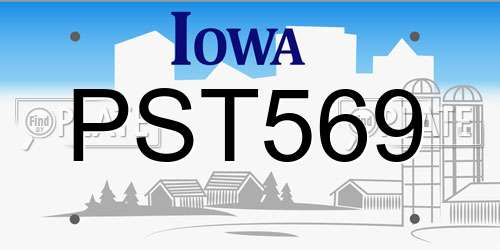 PST569 Iowa License Plate
