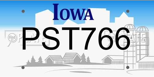 PST766 Iowa License Plate