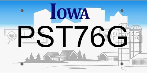 PST76G Iowa License Plate