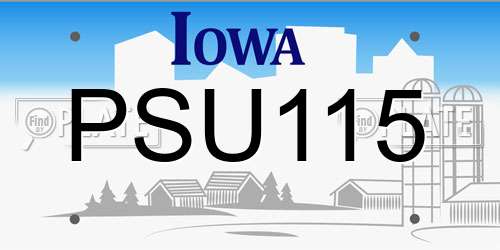 PSU115 Iowa License Plate