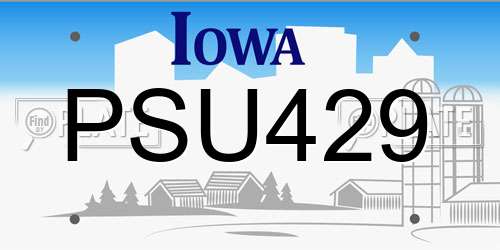 PSU429 Iowa License Plate