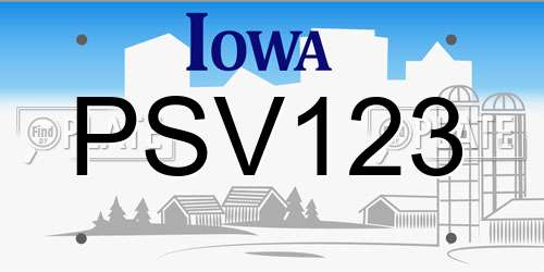 PSV123 Iowa License Plate