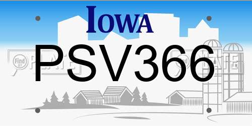 PSV366 Iowa License Plate