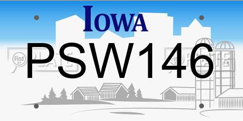 PSW146 Iowa License Plate