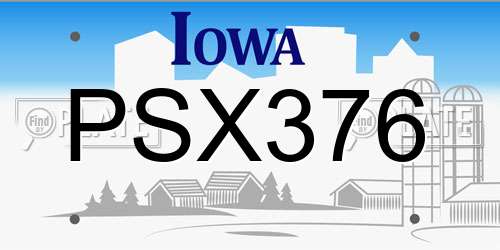 PSX376 Iowa License Plate