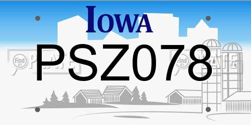 PSZ078 Iowa License Plate