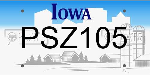 PSZ105 Iowa License Plate