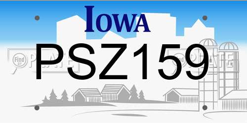 PSZ159 Iowa License Plate