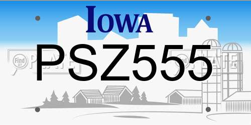 PSZ555 Iowa License Plate
