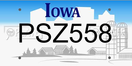 PSZ558 Iowa License Plate