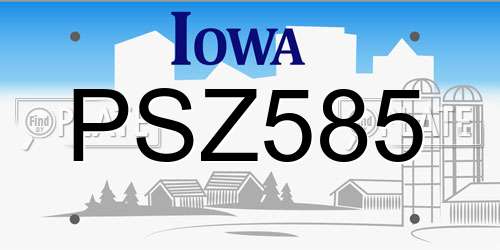 PSZ585 Iowa License Plate