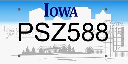 PSZ588 Iowa License Plate