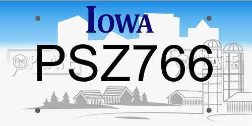 PSZ766 Iowa License Plate