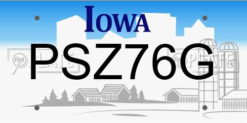 PSZ76G Iowa License Plate