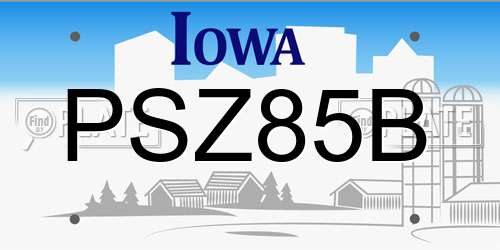 PSZ85B Iowa License Plate