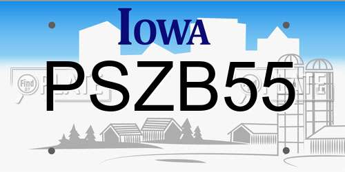 PSZB55 Iowa License Plate