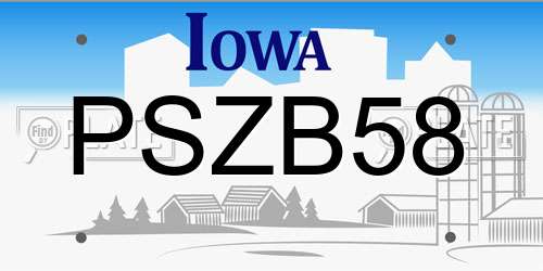 PSZB58 Iowa License Plate