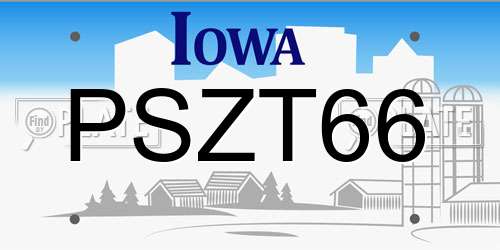 PSZT66 Iowa License Plate