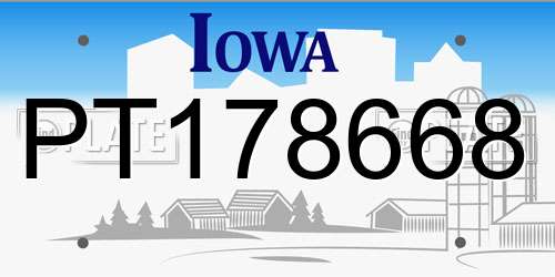 PT178668 Iowa License Plate