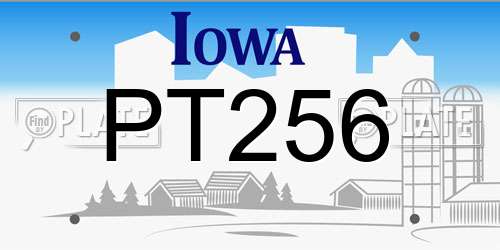 PT256 Iowa License Plate
