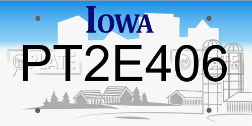 PT2E406 Iowa License Plate