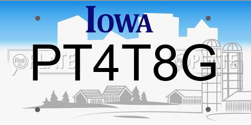 PT4T8G Iowa License Plate