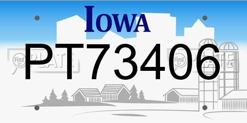 PT73406 Iowa License Plate