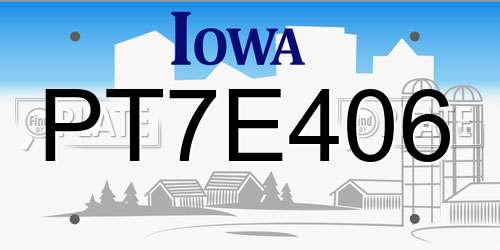 PT7E406 Iowa License Plate